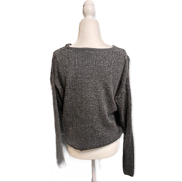 grey wool ribbed long sleeve sweater cardigan - Picture 2 of 3